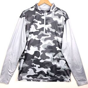 Pins & Aces Gray Camo 1/4 Zip Long Sleeve Performance Golf Pullover Mens Large
